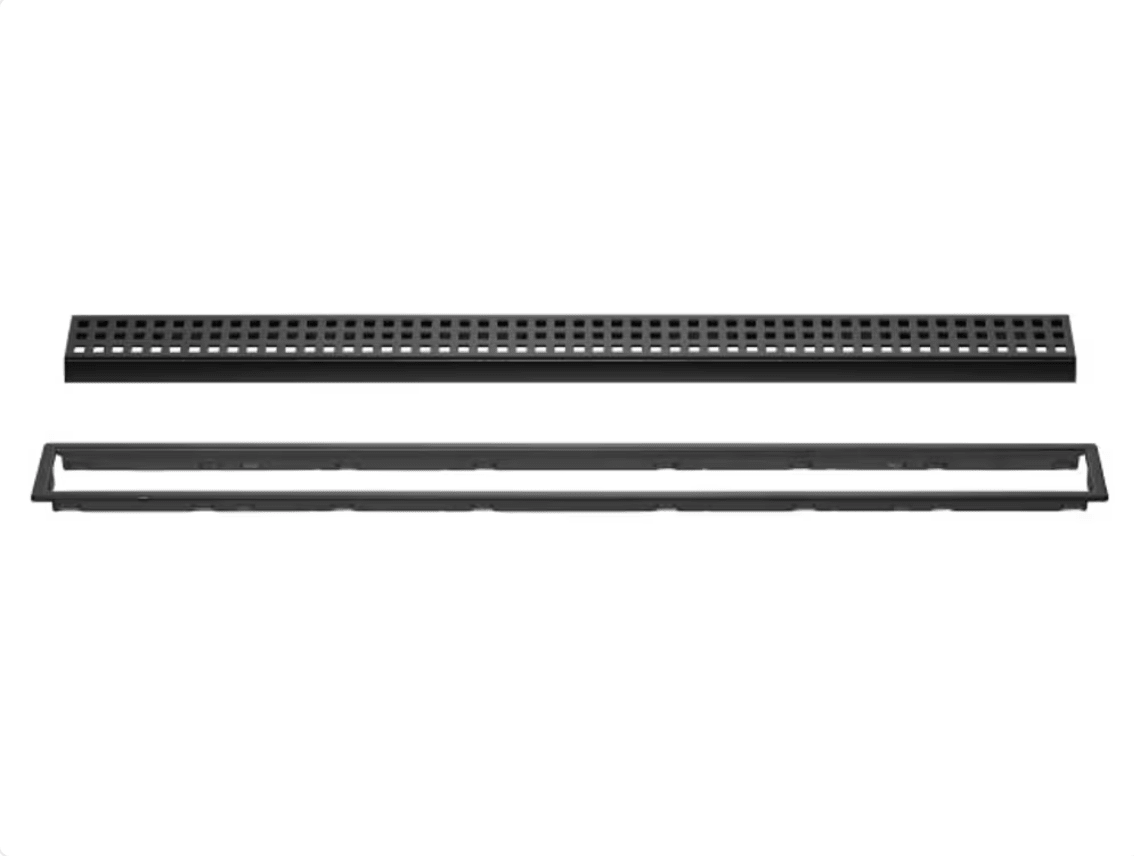 Schluter - KERDI-LINE - Drain linéaire encastré avec design de grille Square - acier inoxydable (V4) noir mat 3/4" x 66-7/8" ||KL1B19MGS170 - Ceramed