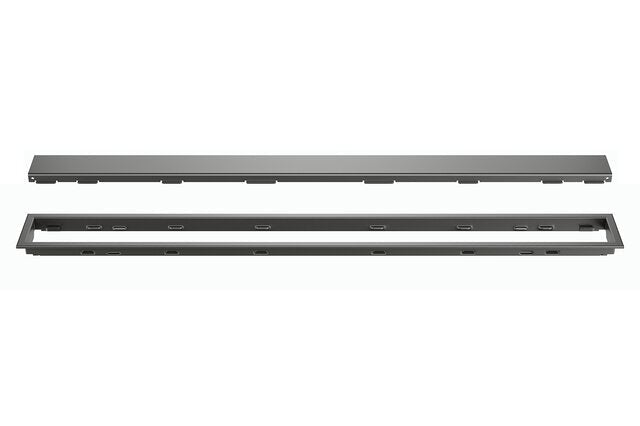 Schluter - KERDI-LINE - Drain linéaire encastré avec desing de grille Solid - acier inoxydable (V4) texturé Anthracite foncé 3/4" x 35-7/16" ||KL1AR19TSDA90 - Ceramed