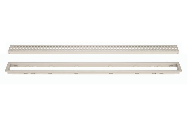 Schluter - KERDI-LINE - Drain linéaire encastré avec desing de grille Square - acier inoxydable (V4) texturé Crème 3/4" x 66-7/8" ||KL1B19TSC170 - Ceramed