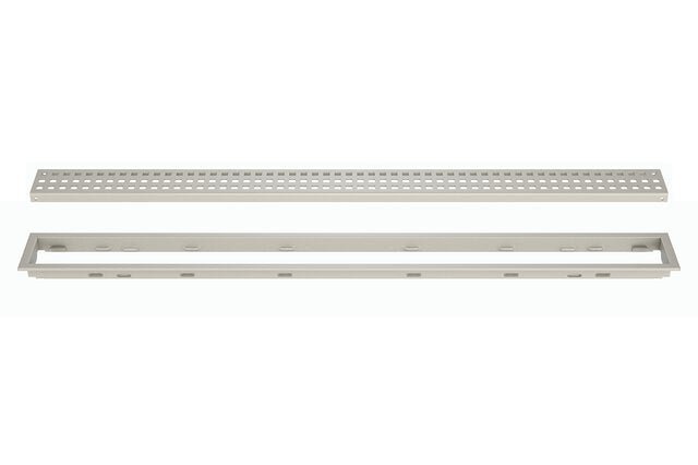 Schluter - KERDI-LINE - Drain linéaire encastré avec desing de grille Square - acier inoxydable (V4) texturé Grège 3/4" x 31-1/2" ||KL1B19TSBG80 - Ceramed
