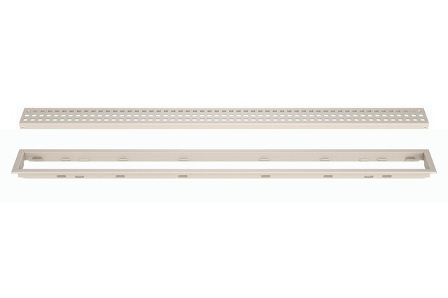 Schluter - KERDI-LINE - Drain linéaire encastré avec desing de grille Square - acier inoxydable (V4) texturé Ivoire 3/4" x 62-15/16" ||KL1B19TSI160 - Ceramed