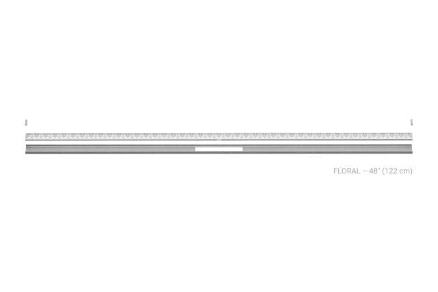 Schluter - KERDI-LINE-VARIO - Drain linéaire encastré avec design de grille Floral - acier inoxydable (V4) brossé 1-1/16" x 48" ||KLVRID5EB122