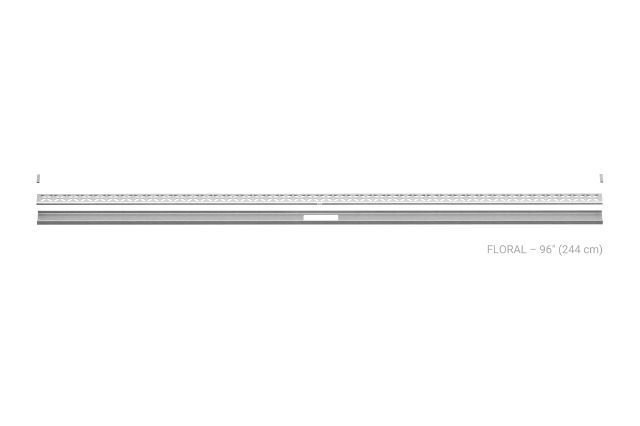 Schluter - KERDI-LINE-VARIO - Drain linéaire encastré avec design de grille Floral - acier inoxydable (V4) brossé 1-1/16" x 96"||KLVRID5EB244