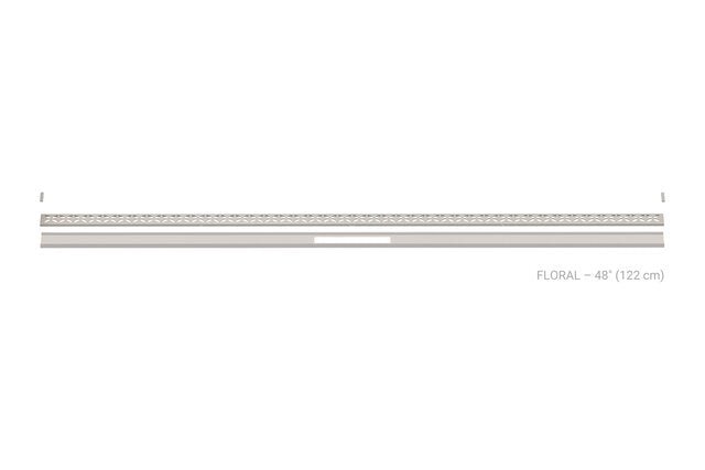 Schluter - KERDI-LINE-VARIO - Drain linéaire encastré avec design de grille Floral - Acier inoxydable (V4) Grège 1-5/8" x 48" ||KLVRID5TSBG122 - Ceramed