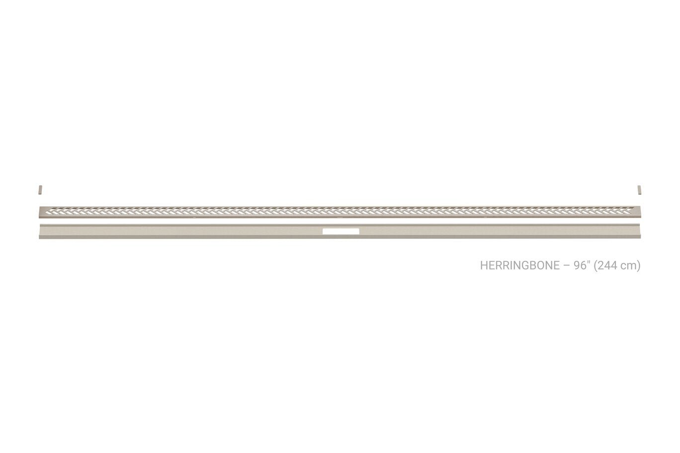Schluter - KERDI-LINE-VARIO - Drain linéaire encastré avec design de grille Herringbone - Acier inoxydable (V4) Crème 1-5/8" x 96" ||KLVRID13TSC244 - Ceramed