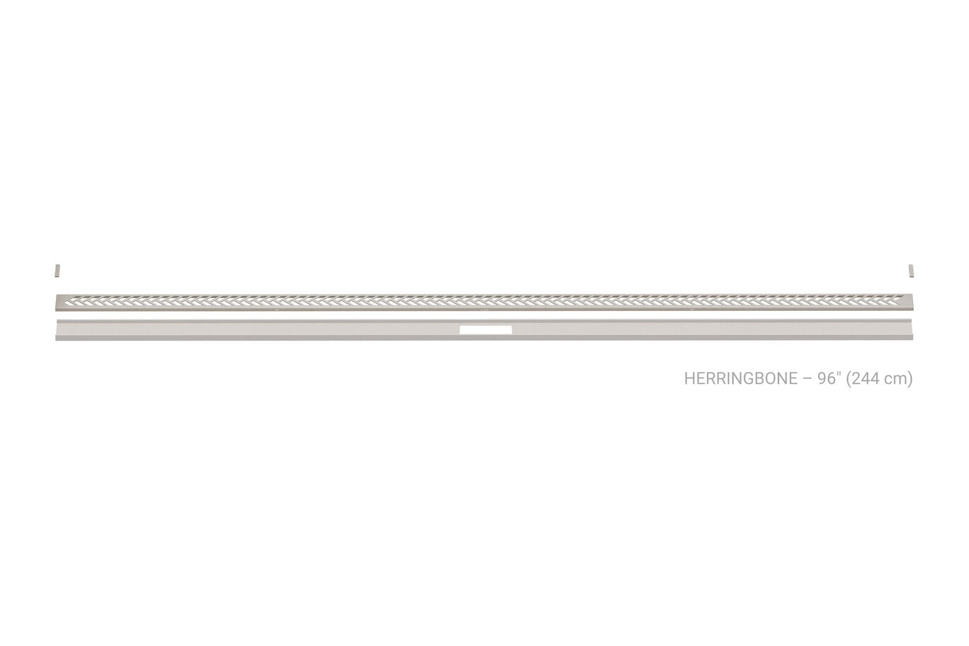 Schluter - KERDI-LINE-VARIO - Drain linéaire encastré avec design de grille Herringbone - Acier inoxydable (V4) Grège 1-5/8" x 96" ||KLVRID13TSBG244 - Ceramed