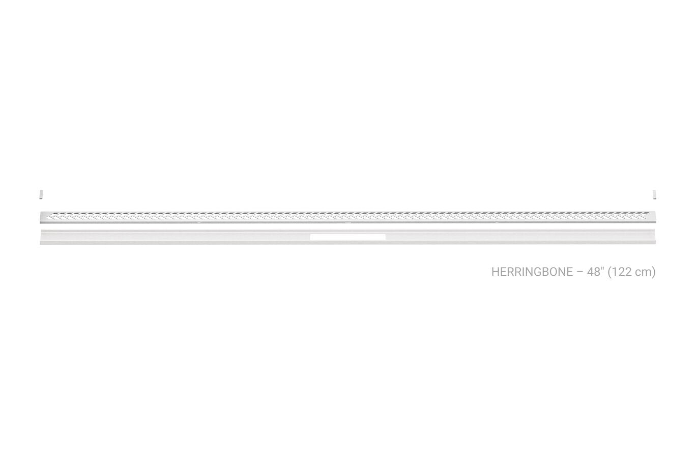 Schluter - KERDI-LINE-VARIO - Drain linéaire encastré avec design de grille Herringbone - Acier inoxydable (V4A) Blanc éclatant mat 1-5/8" x 48" ||KLVRID13MBW122 - Ceramed
