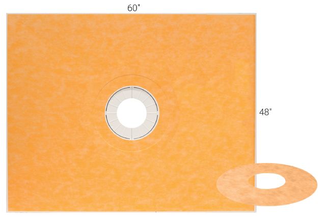 Schluter - KERDI-SHOWER-T Kit de bac de douche préfabriquée en pente avec position de sortie centrée 1-3/32" x 48" x 60"