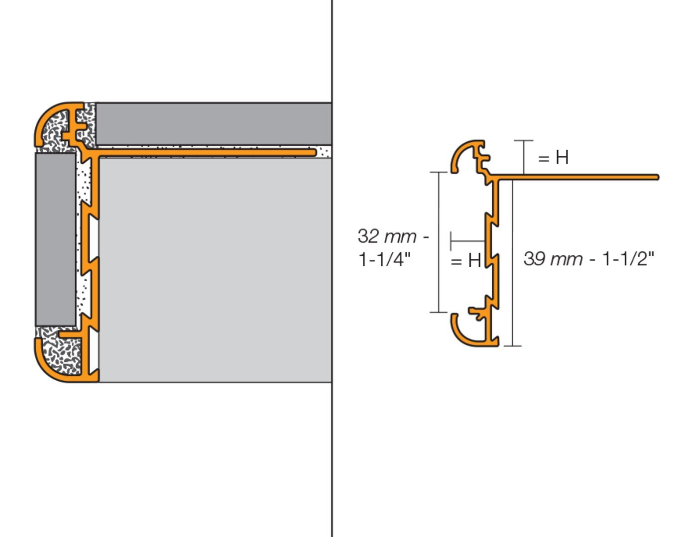 Schluter - RONDEC-CT - Coin intérieur 90° - alum. beige 1/2" ||I90RC125TSB39 - Ceramed