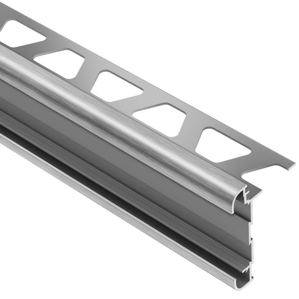 Schluter - RONDEC-CT Profilé de bordure à comptoir double rail - Aluminum Anodized Brushed Chrome 3/8" (10 mm) x 8' 2-1/2"