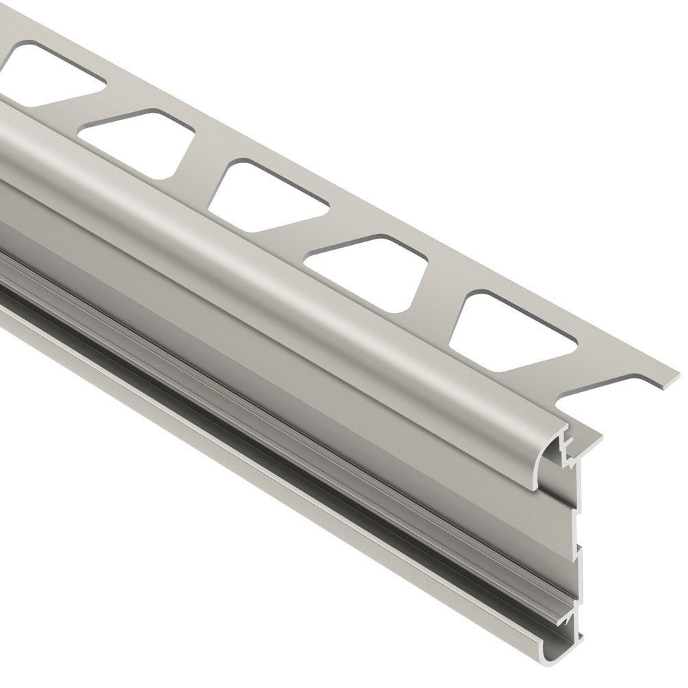 Schluter - RONDEC-CT Profilé de bordure à comptoir double rail - Aluminum Anodized Matte Nickel 3/8" (10 mm) x 8' 2-1/2"