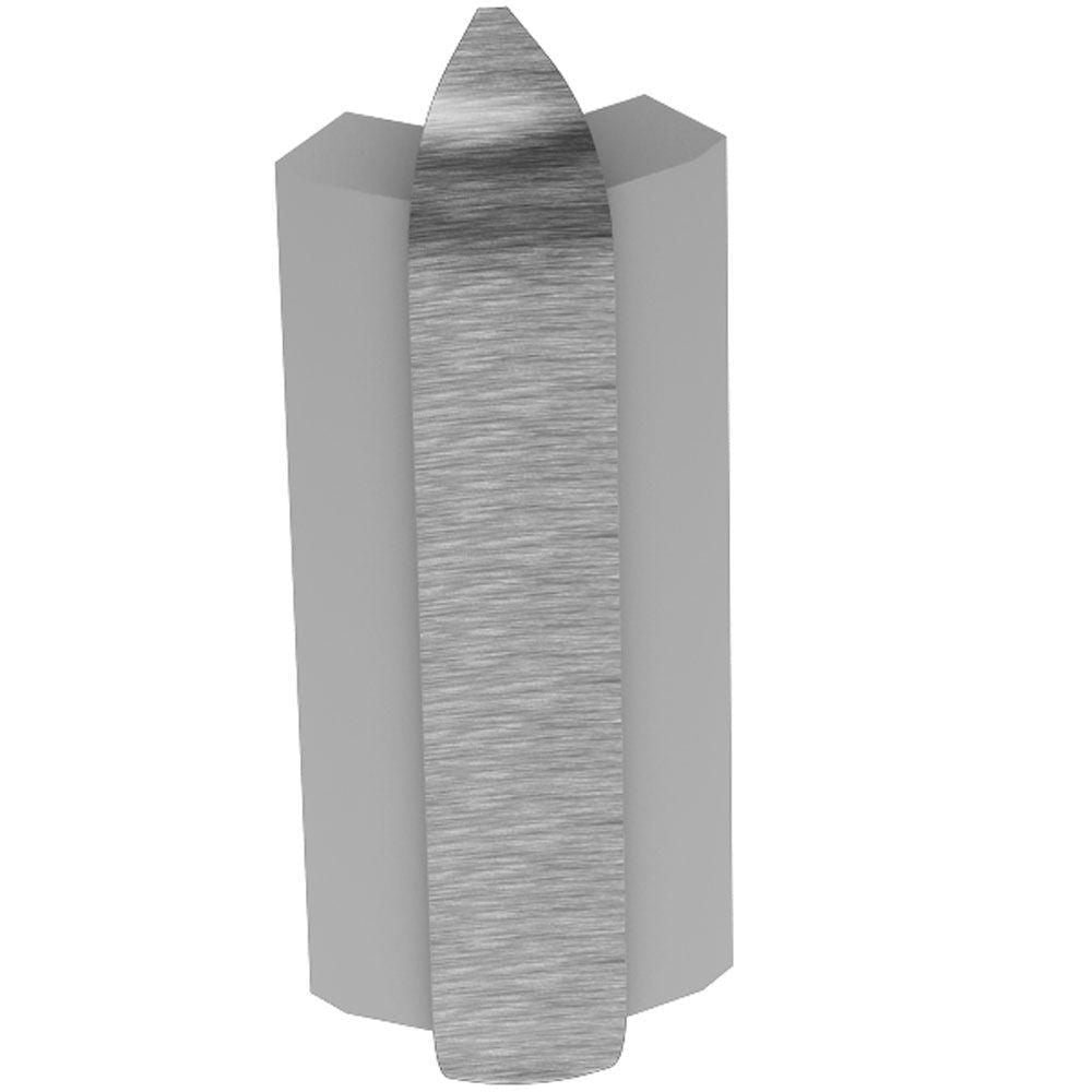 Schluter - RONDEC-STEP Coin extérieur 135° avec ailette verticale de 1-1/2" - aluminium anodisé chrome brossé 3/8" (10 mm)