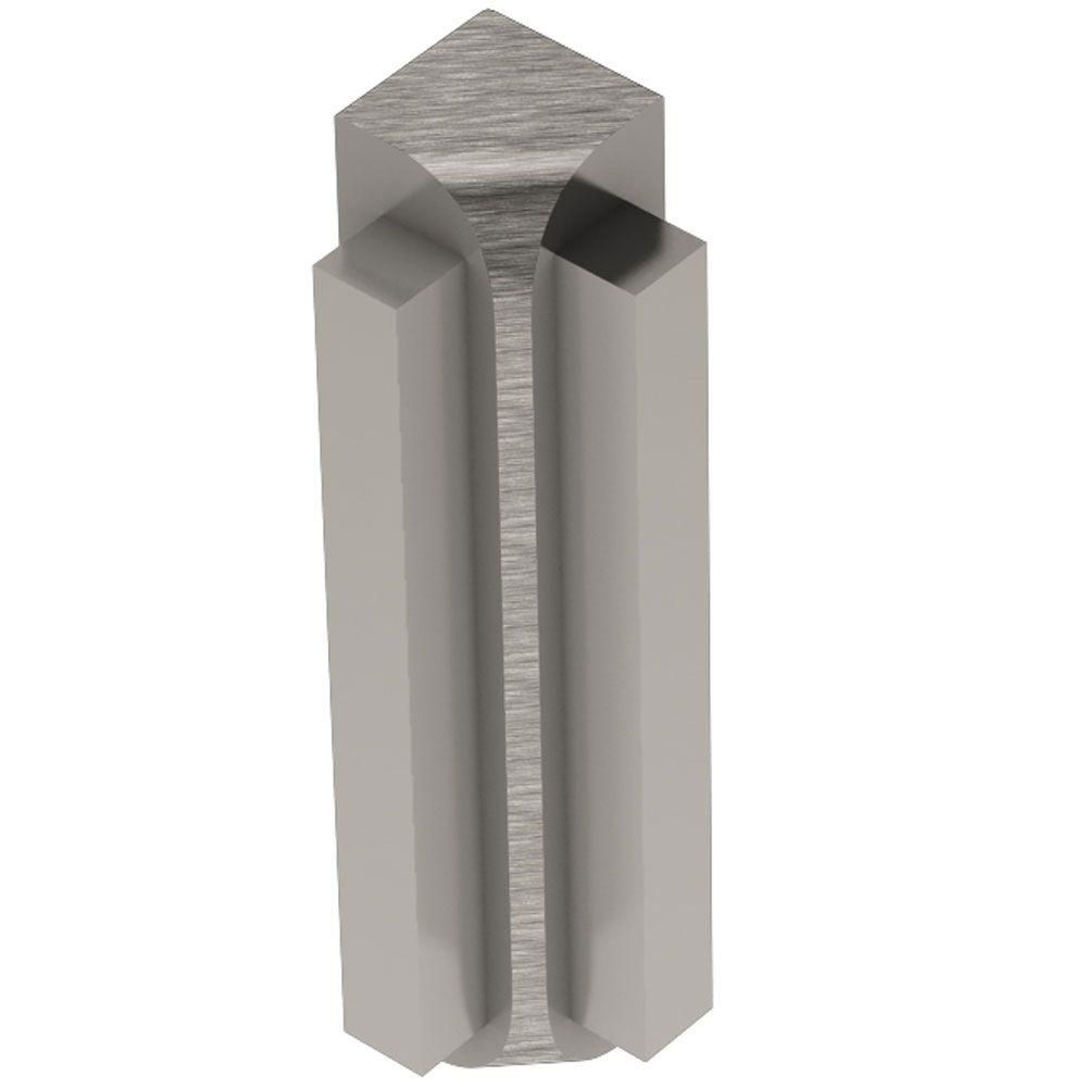Schluter - RONDEC-STEP Coin intérieur 90° avec ailette verticale de 1-1/2"  - aluminium anodisé nickel brossé 3/8" (10 mm)