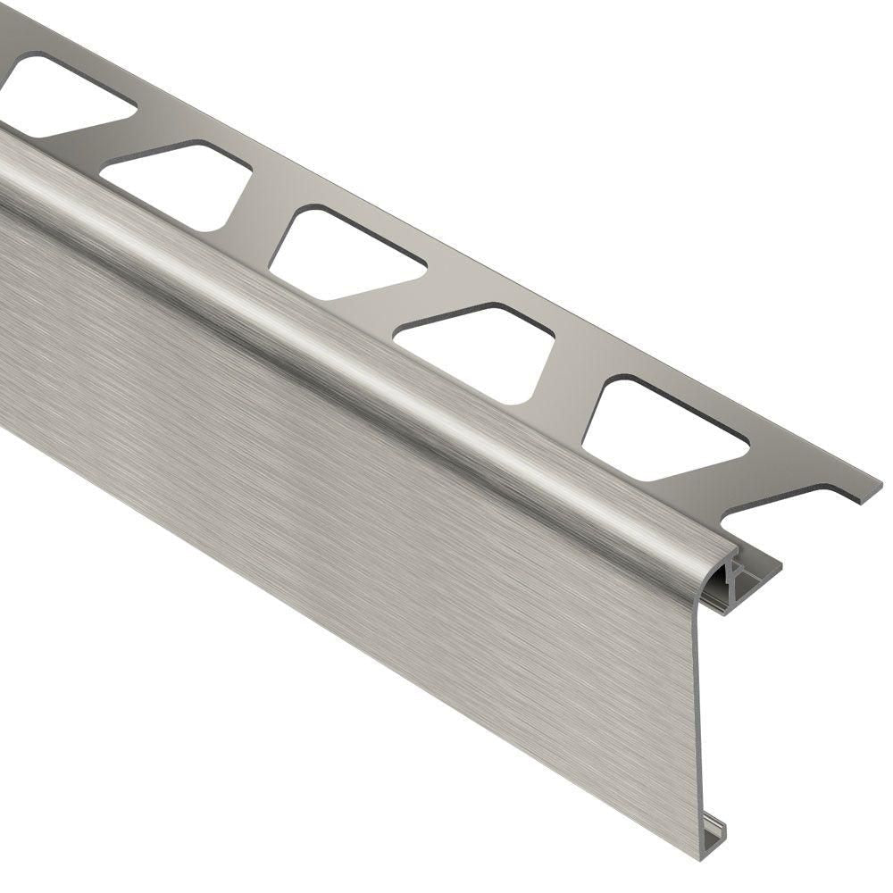 Schluter - RONDEC-STEP Profilé de finition et protection des rebords avec ailette verticale de 1-1/2"  - aluminium anodisé nickel brossé 3/8" (10 mm) x 8' 2-1/2"