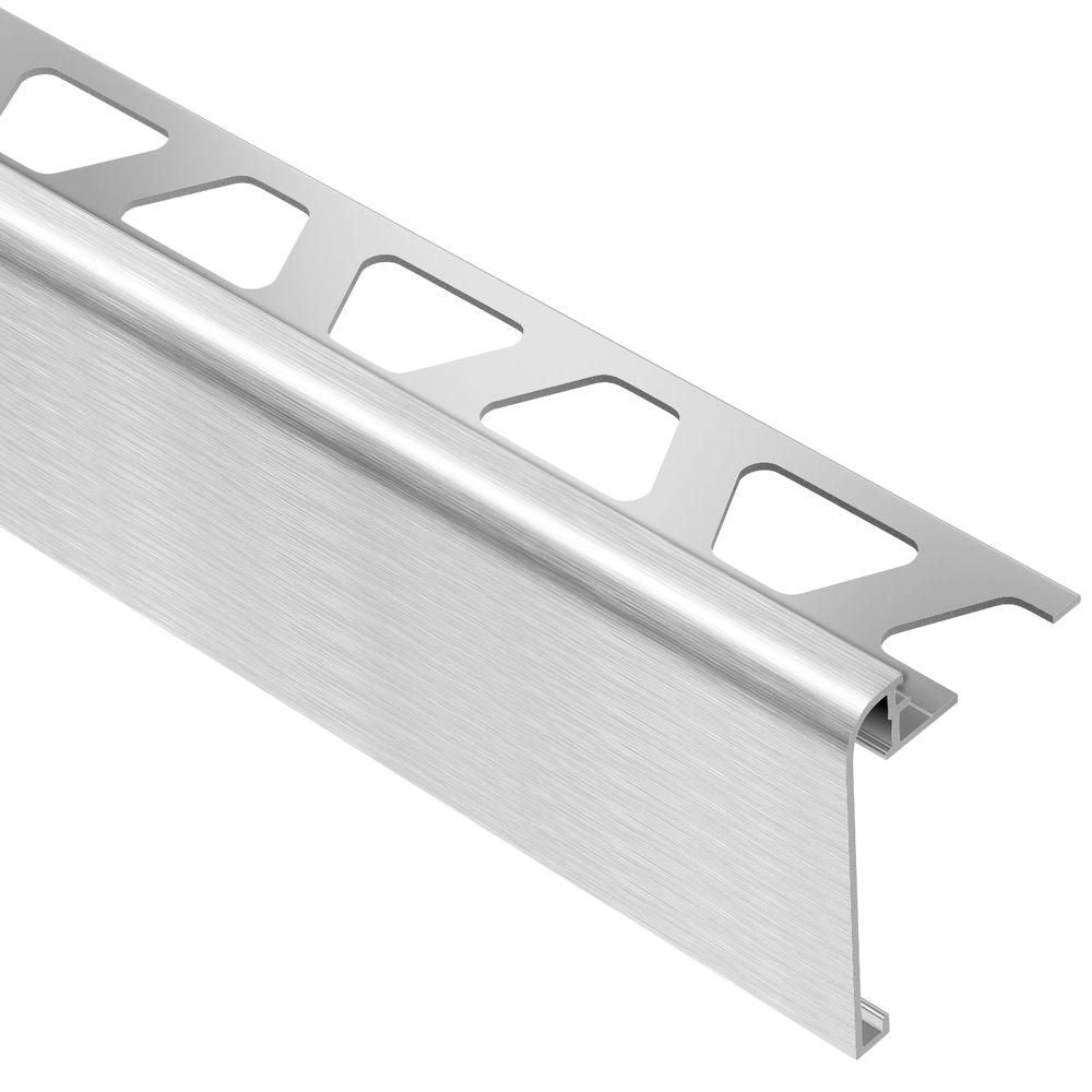 Schluter - RONDEC-STEP Profilé de finition et protection des rebords avec ailette verticale de 2-1/4"  - aluminium anodisé chrome brossé 3/8" (10 mm) x 8' 2-1/2"