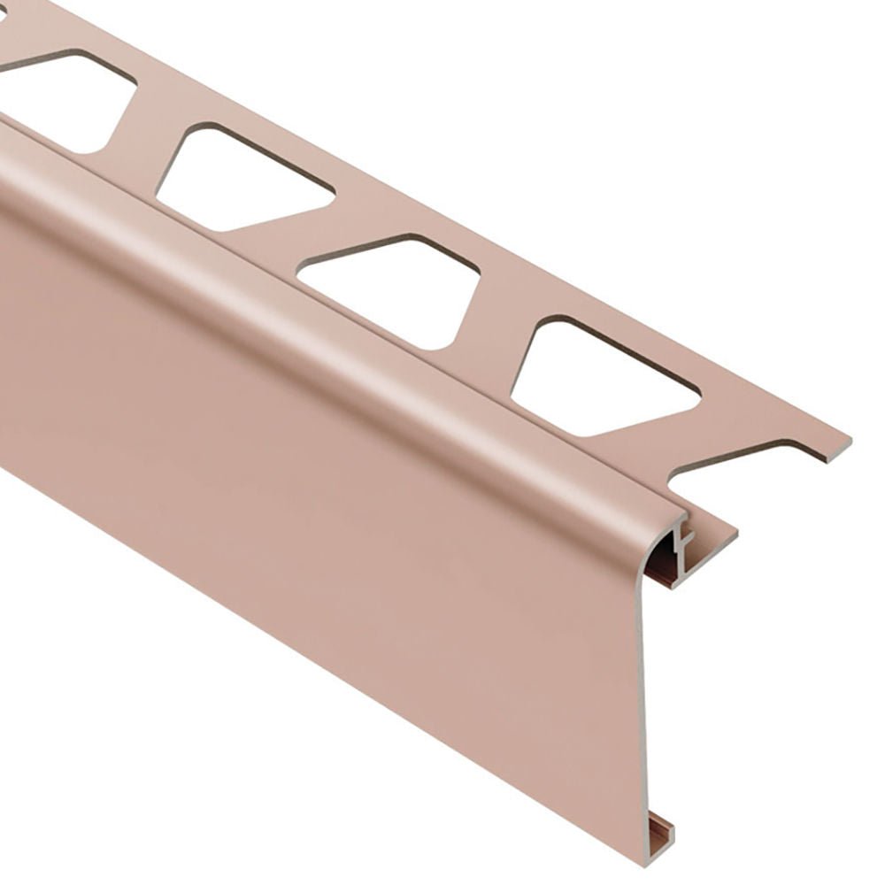 Schluter - RONDEC-STEP Profilé de finition et protection des rebords avec ailette verticale de 2-1/4"  - aluminium anodisé cuivre mat 5/16" (8 mm) x 8' 2-1/2"