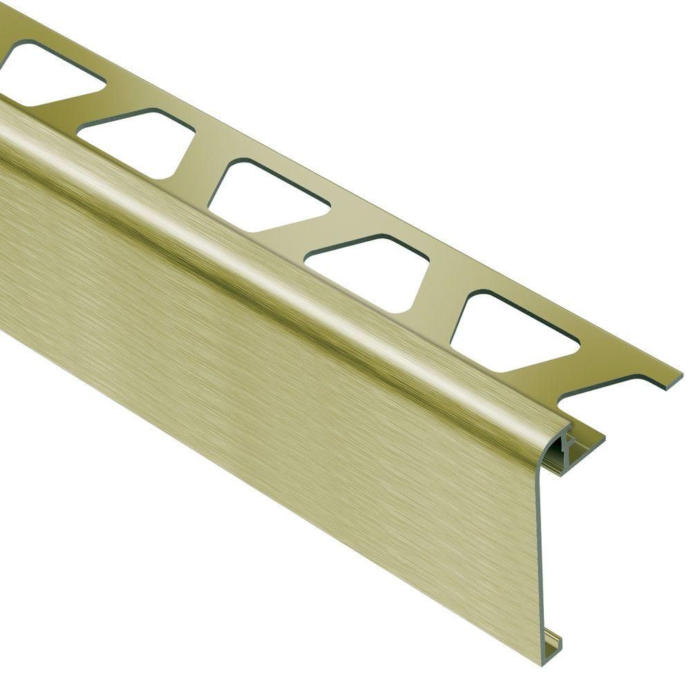 Schluter - RONDEC-STEP Profilé de finition et protection des rebords avec ailette verticale de 2-1/4"  - aluminium anodisé laiton brossé 1/2" (12.5 mm) x 8' 2-1/2"
