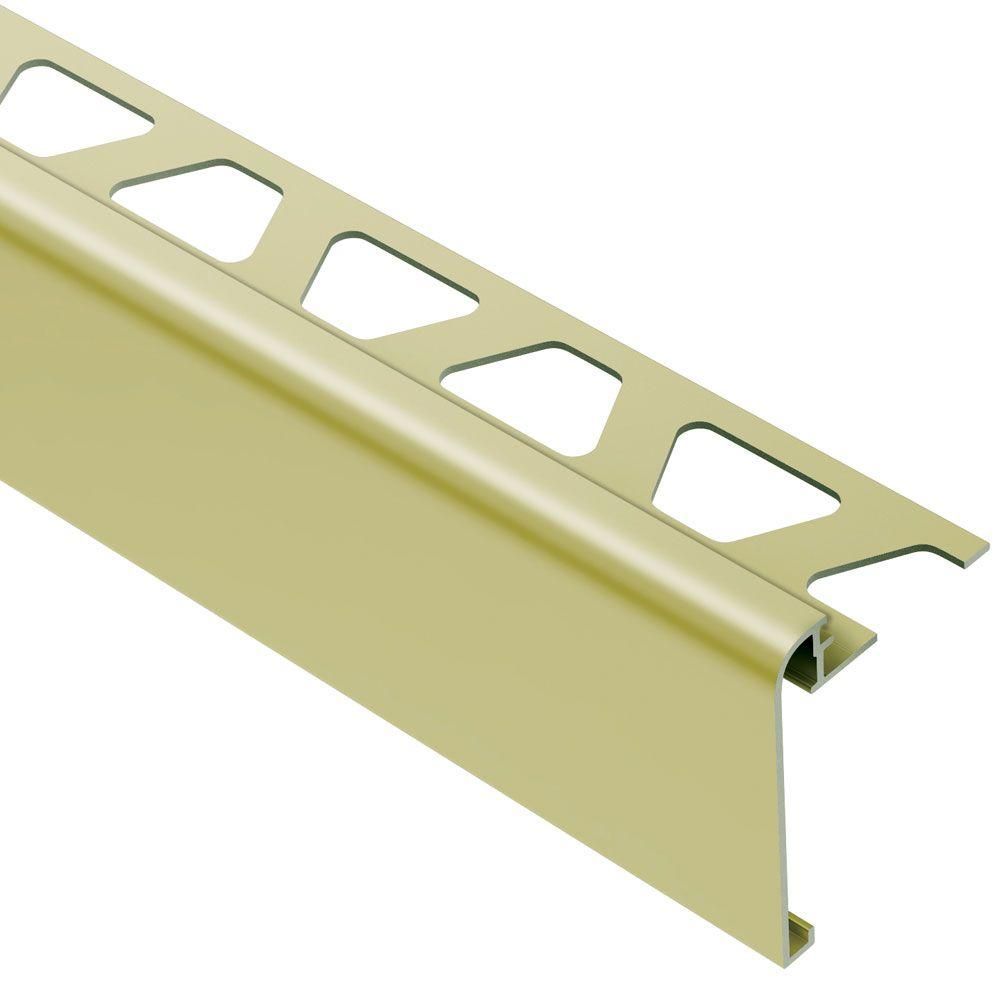 Schluter - RONDEC-STEP Profilé de finition et protection des rebords avec ailette verticale de 2-1/4"  - aluminium anodisé laiton mat 1/2" (12.5 mm) x 8' 2-1/2"