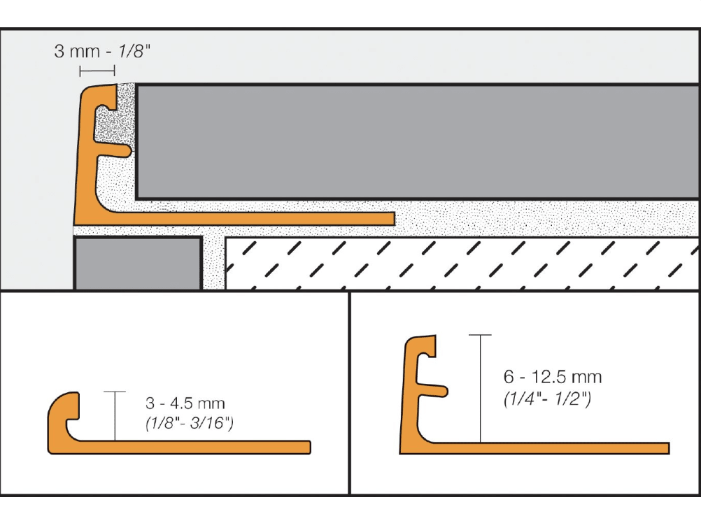 Schluter - SCHIENE - Profilé de bordure de mur alum. crème - 1/2" x 8' 2-1/2" ||A125TSC - Ceramed