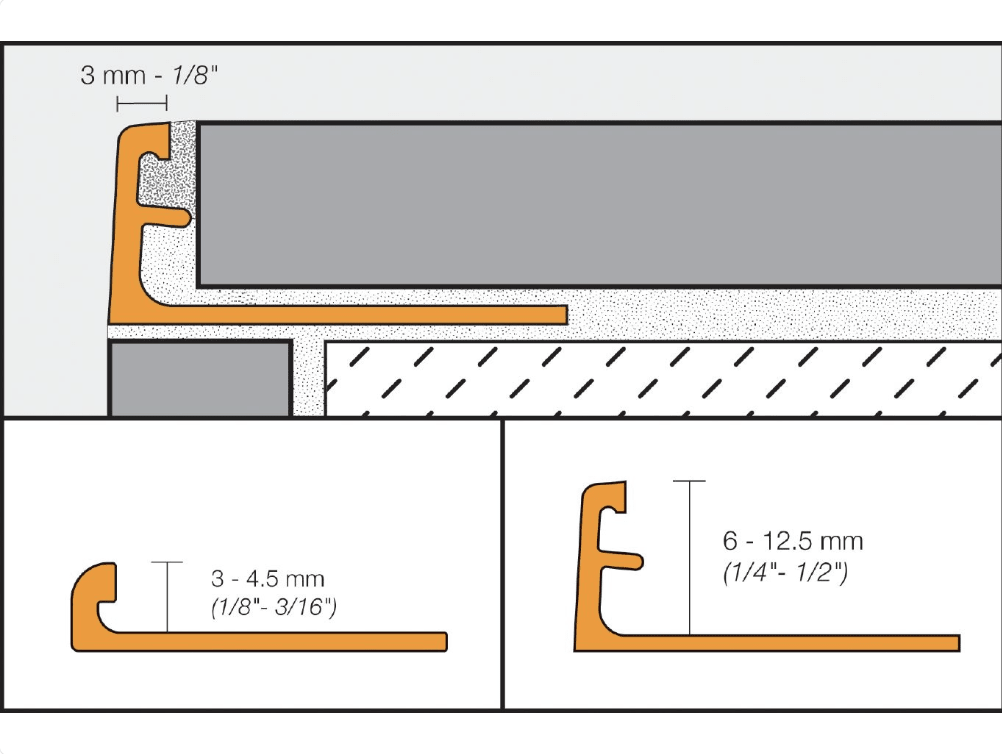 Schluter - SCHIENE - Profilé de bordure de mur alum. gris clair - 1/8" x 8' 2-1/2" ||A30HG - Ceramed