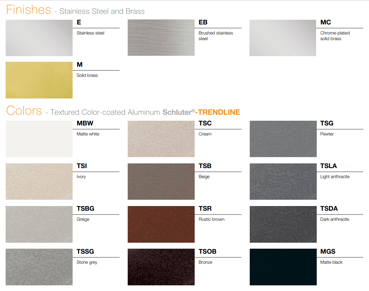 Schluter - SCHIENE - Profilé de bordure de mur/plancher alum. anodisé nickel poli 5/16" x 8' 2-1/2" ||A80ATG - Ceramed