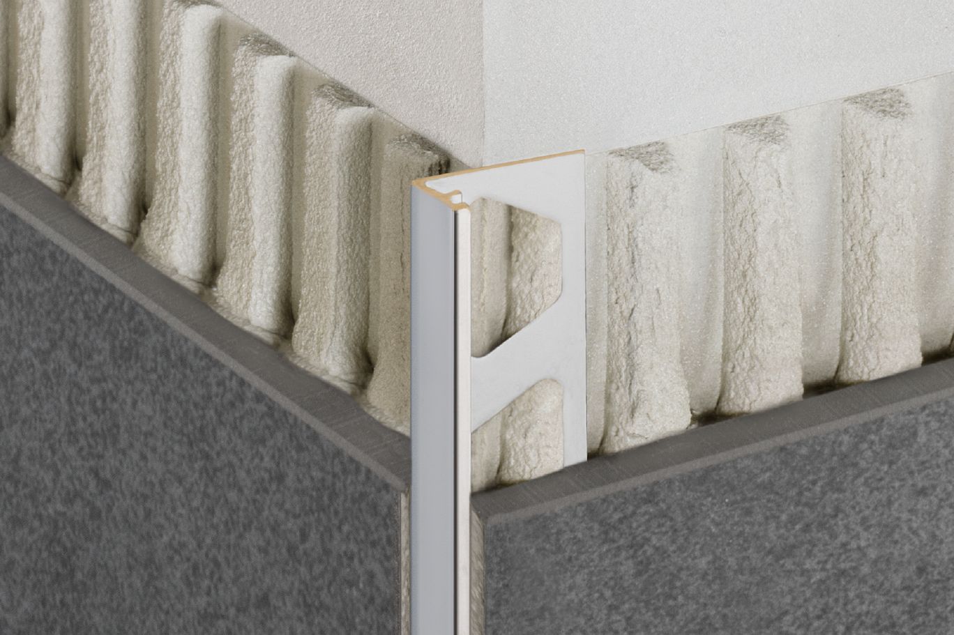 Schluter - SCHIENE - Profilé de bordure de mur/plancher alum. anodisé nickel poli 5/16" x 8' 2-1/2" ||A80ATG - Ceramed