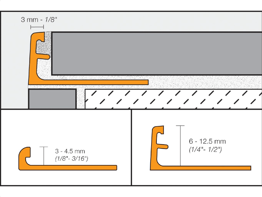 Schluter - SCHIENE - Profilé de bordure pour mur/plancher alum. anodisé mat - 3/4" x 8' 2-1/2" ||AE200 - Ceramed