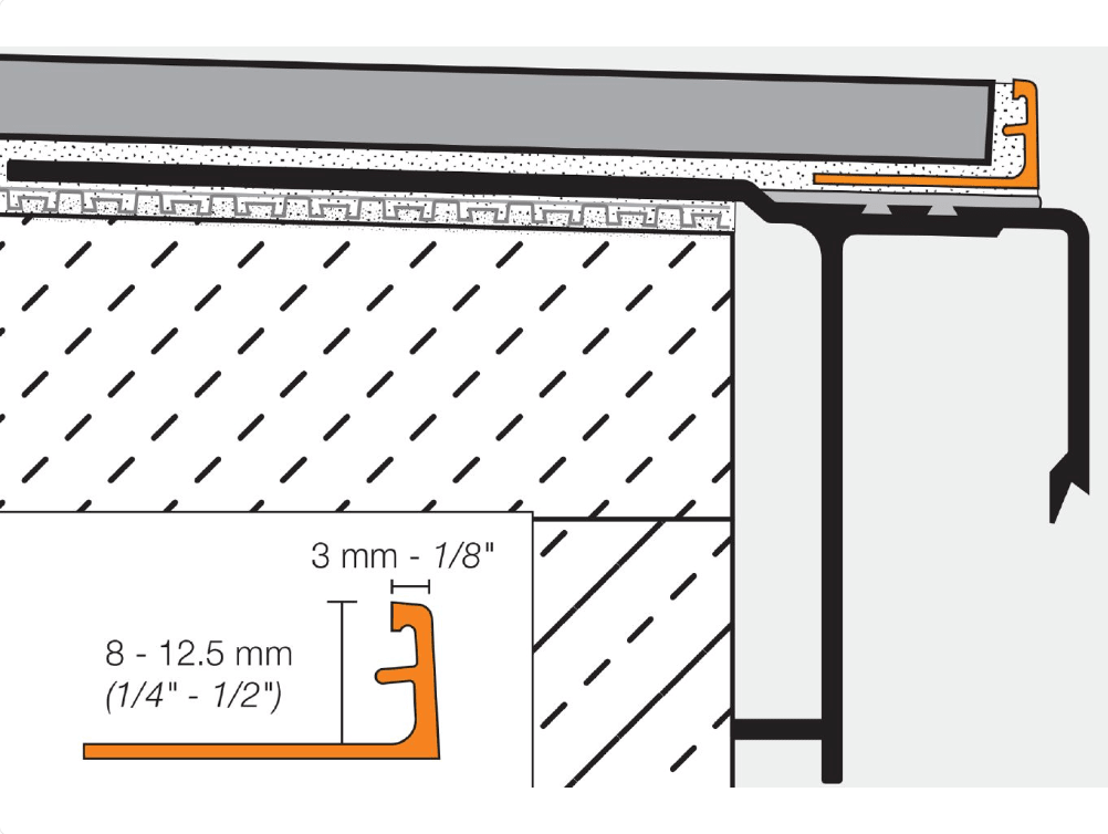 Schluter - SCHIENE - Profilé de bordure pour mur/plancher alum. anodisé mat - 3/4" x 8' 2-1/2" ||AE200 - Ceramed