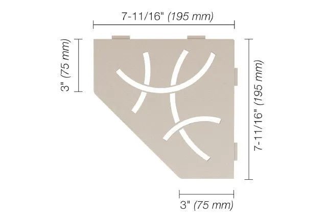Schluter - SHELF-E - Étagère de coin pentagonale modèle Curve - alum. crème ||SES2D6TSC - Ceramed