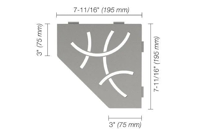 Schluter - SHELF-E - Étagère de coin pentagonale modèle Curve - alum. gris pierre ||SES2D6TSSG - Ceramed