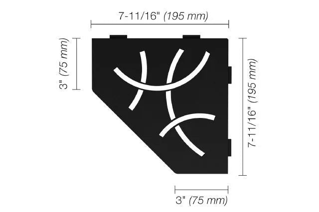 Schluter - SHELF-E - Étagère de coin pentagonale modèle Curve - alum. noir mat ||SES2D6MGS - Ceramed