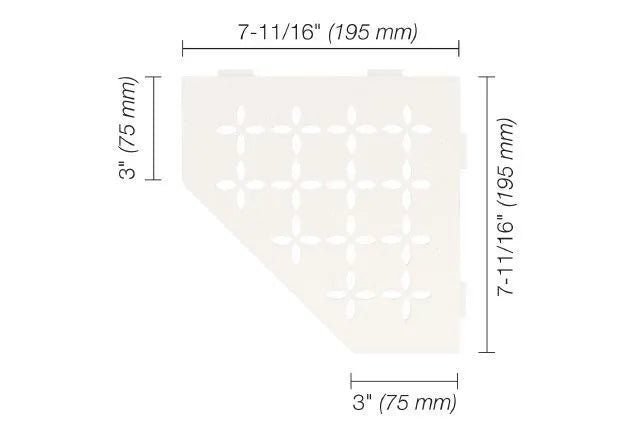 Schluter - SHELF-E - Étagère de coin pentagonale modèle Floral - alum. blanc mat ||SES2D5MBW - Ceramed