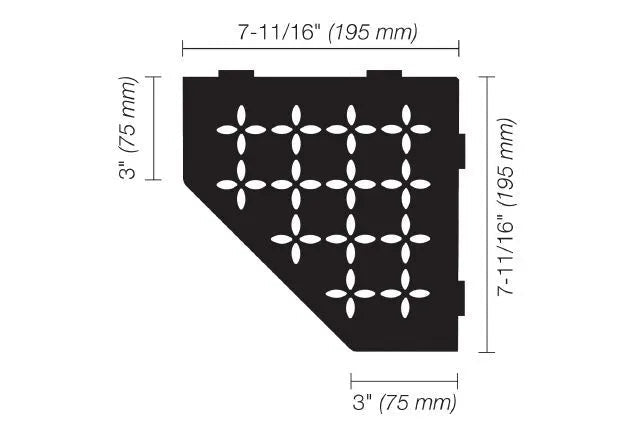 Schluter - SHELF-E - Étagère de coin pentagonale modèle Floral - alum. noir mat ||SES2D5MGS - Ceramed