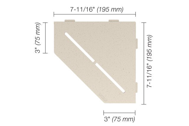 Schluter - SHELF-E - Étagère de coin pentagonale modèle Pure - alum. ivoire ||SES2D7TSI - Ceramed