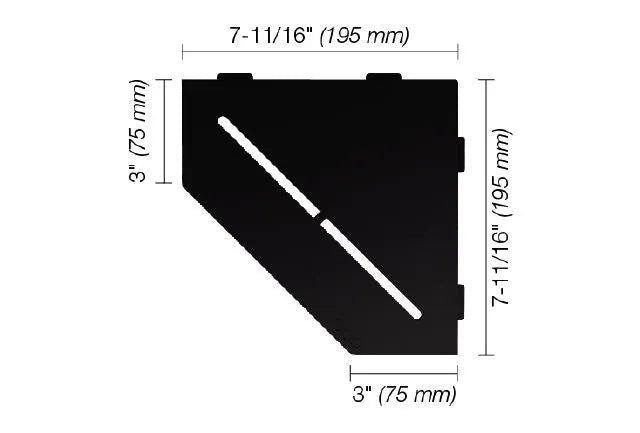 Schluter - SHELF-E - Étagère de coin pentagonale modèle Pure - alum. noir mat ||SES2D7MGS - Ceramed