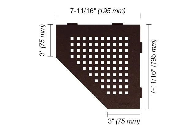 Schluter - SHELF-E - Étagère de coin pentagonale modèle Square - alum. bronze ||SES2D3TSOB - Ceramed