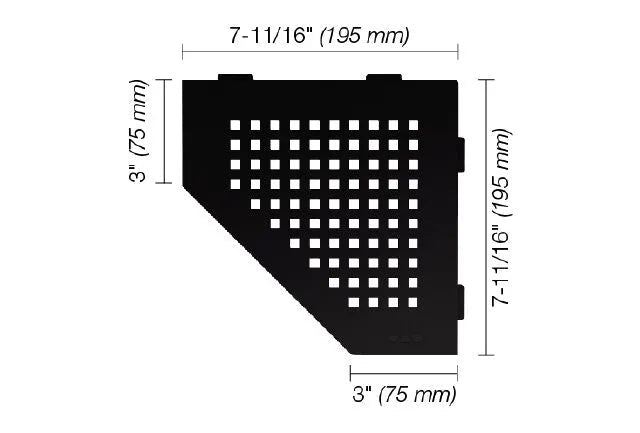 Schluter - SHELF-E - Étagère de coin pentagonale modèle Square - alum. noir mat ||SES2D3MGS - Ceramed