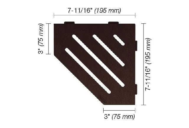 Schluter - SHELF-E - Étagère de coin pentagonale modèle Wave - alum. bronze ||SES2D10TSOB - Ceramed