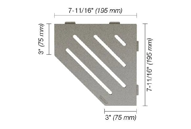 Schluter - SHELF-E - Étagère de coin pentagonale modèle Wave - alum. gris pierre ||SES2D10TSSG - Ceramed