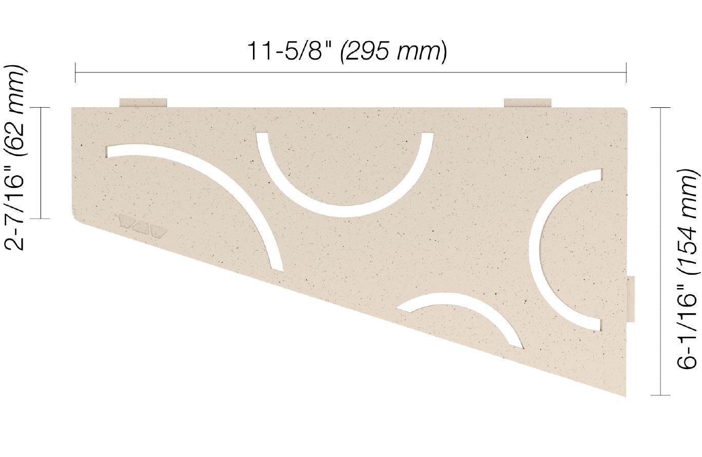 Schluter - SHELF-E Étagère de coin quadrilatérale modèle Curve aluminium ivoire