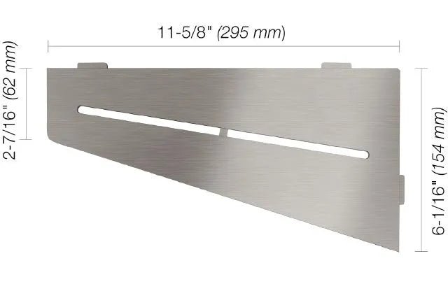 Schluter - SHELF-E - Étagère de coin quadrilatérale modèle Pure - acier inoxydable (V2) brossé ||SES3D7EB - Ceramed