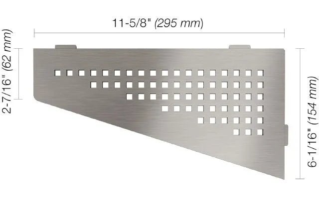 Schluter - SHELF-E - Étagère de coin quadrilatérale modèle Square - acier inoxydable (V2) brossé ||SES3D3EB - Ceramed