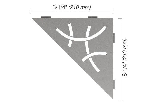 Schluter - SHELF-E - Étagère de coin triangulaire modèle Curve - alum. gris pierre ||SES1D6TSSG - Ceramed