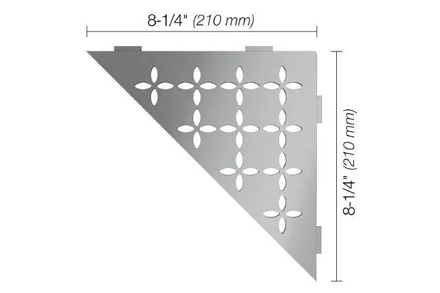 Schluter - SHELF-E - Étagère de coin triangulaire modèle Floral - acier inoxydable (V2) brossé ||SES1D5EB - Ceramed