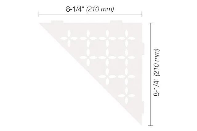 Schluter - SHELF-E - Étagère de coin triangulaire modèle Floral - alum. blanc mat ||SES1D5MBW - Ceramed