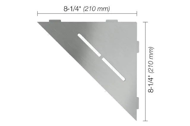 Schluter - SHELF-E - Étagère de coin triangulaire modèle Pure - acier inoxydable (V2) brossé ||SES1D7EB - Ceramed