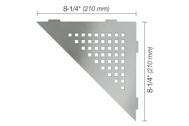 Schluter - SHELF-E - Étagère de coin triangulaire modèle Square - acier inoxydable (V2) brossé ||SES1D3EB - Ceramed