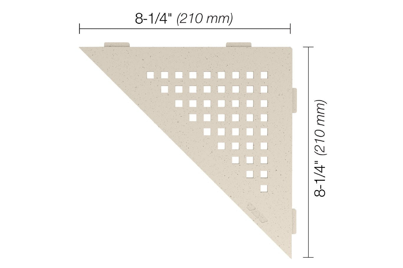 Schluter - SHELF-E Étagère de coin triangulaire modèle Square aluminium ivoire