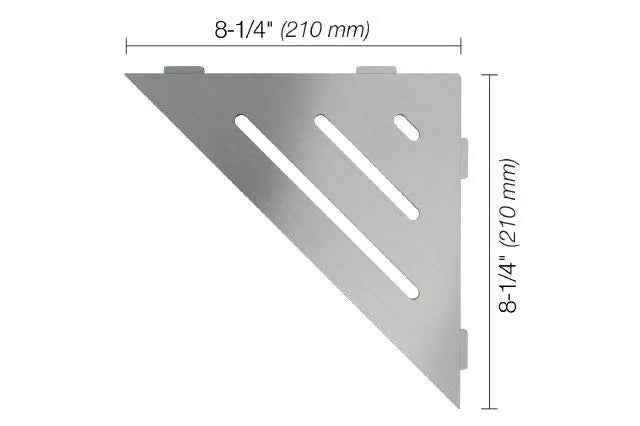 Schluter - SHELF-E - Étagère de coin triangulaire modèle Wave - acier inoxydable (V2) brossé ||SES1D10EB - Ceramed