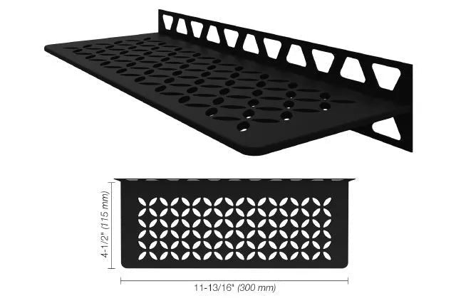 Schluter - SHELF-W - Étagère murale rectangulaire modèle Floral - alum. noir mat ||SWS1D5MGS - Ceramed